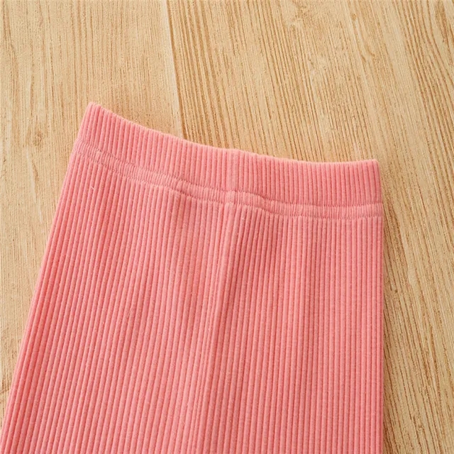 Kid Girls Ruffle Long Sleeve Tops+Pants Toddler Ribbed Outfits 2pcs Clothes Set 8