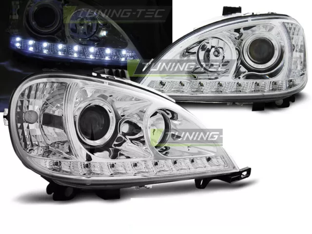 Coppia di Fari Anteriori LED DRL Look per Mercedes W163 Classe ML '01-'05 Daylig