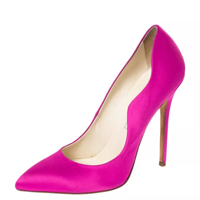 Brian Atwood Fuchsia Satin Besame Pumps Size 37