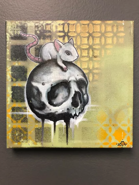Skull And Mouse Original graffiti Art painting Tattoo Art Outsider Art Lowbrow