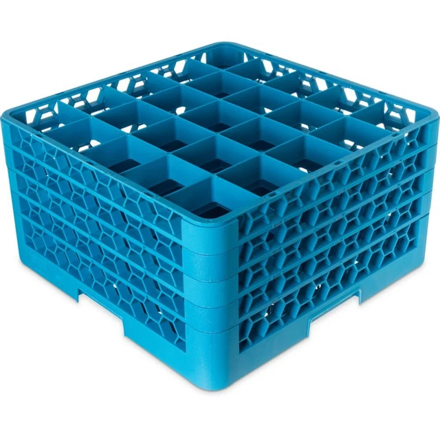 Carlisle RG25-414 OptiClean Blue 25-Compartment Glass Rack