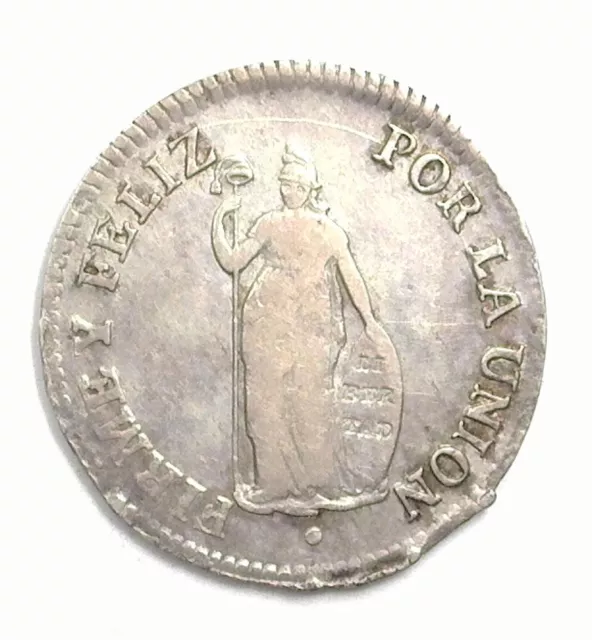 Peru 1828-Jm Limae Silver 2 Reales Km-141.1