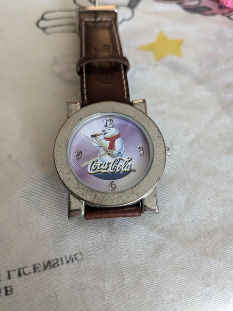 Coca Cola Polar Bear Watch Coke Quartz Analog Leather Band Retro untested