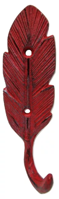 Antique Style Red Feather School Coat Hook Cast Iron Wall Mount Hardware