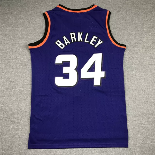 Maillot de Basketball Rétro Charles Barkley #34 Phoenix Suns Cousu Blanc/Violet 3