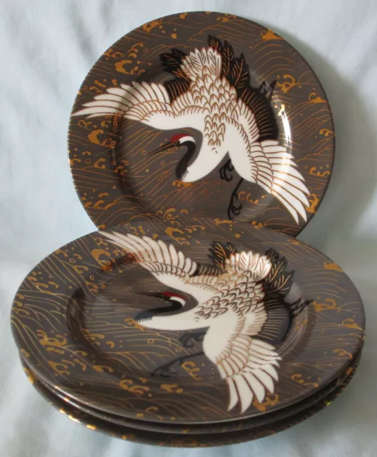 Fitz & Floyd Kyoto Crane Salad Plate 7 5/8", set of 4