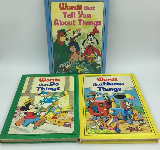 WALT DISNEY THREE Books Words That Name Do Tell You About Things 1978 ...