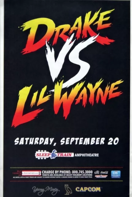 DRAKE & LIL WAYNE 2014 SAN DIEGO CONCERT TOUR POSTER - Rap, Hip Hop Music