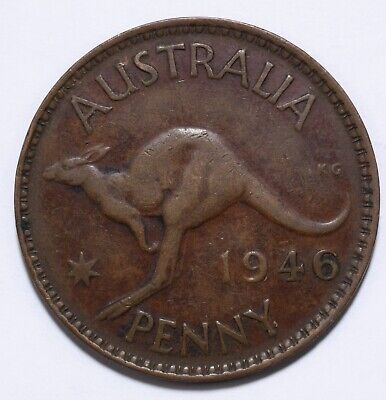 1946, Australia, 1 Penny, George VI, Bronze, VF, KM#36, Lot [21]