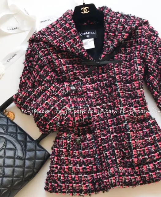 $6600 CHANEL 13A Excellent Lesage Pink Black Tweed Jacket Coat Top