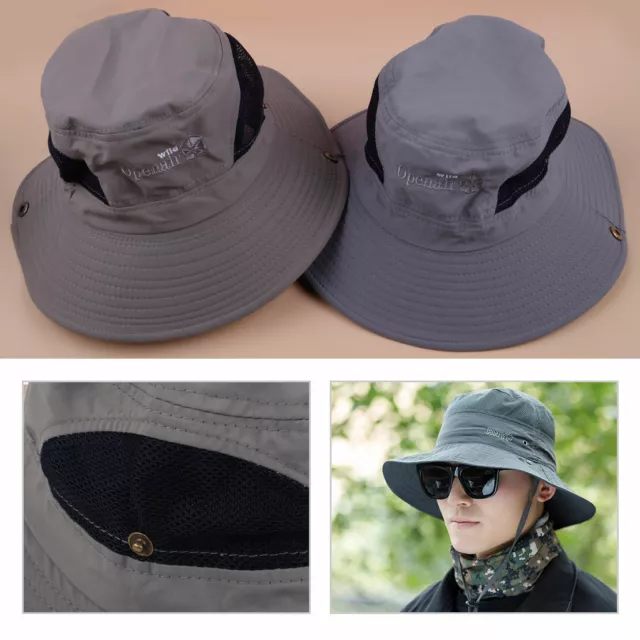 Unisex Wide Brim Sun Visor Cap  Boonie Hat with Mesh Outdoor Camping Fishing NEW