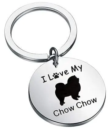 Chow Chow Dog Gifts I Love My Chow Chow Keychain Chow Chow Pet Dog Silver