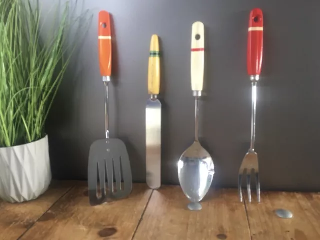 4 Prestige Skyline 1950'S Kitchen Utensils Spatula Palette Knife Ladle Meat Fork 2