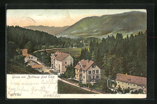 AK Bad Tölz, Teilansicht mit Gasthof Zollhaus 1906