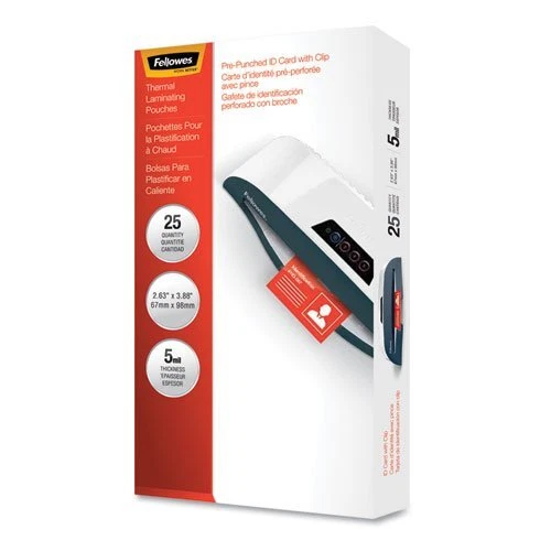 Fellowes Laminating Pouches, 5 mil, 2 5/8 x 3 7/8, ID Size, 25/Pack (FEL52033)