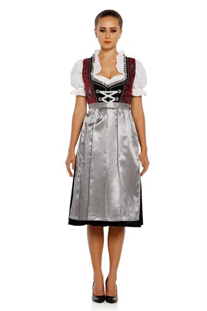 3 pezzi Dirndl donna da collezione esclusiva incl. camicetta e grembiule taglia 48
