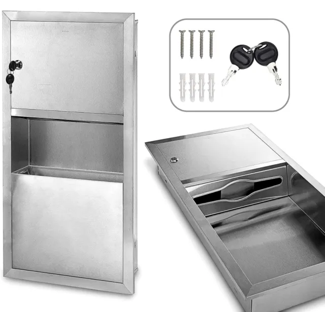 Alpine Commercial Paper Towel Dispenser and Waste Receptacle - Stainless Stee...