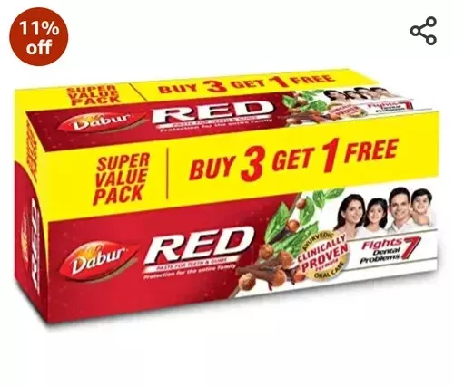 Dabur Red Ayurvedic ToothPaste Lal Dant Paste For Strong Teeth Healthy Gums 100g