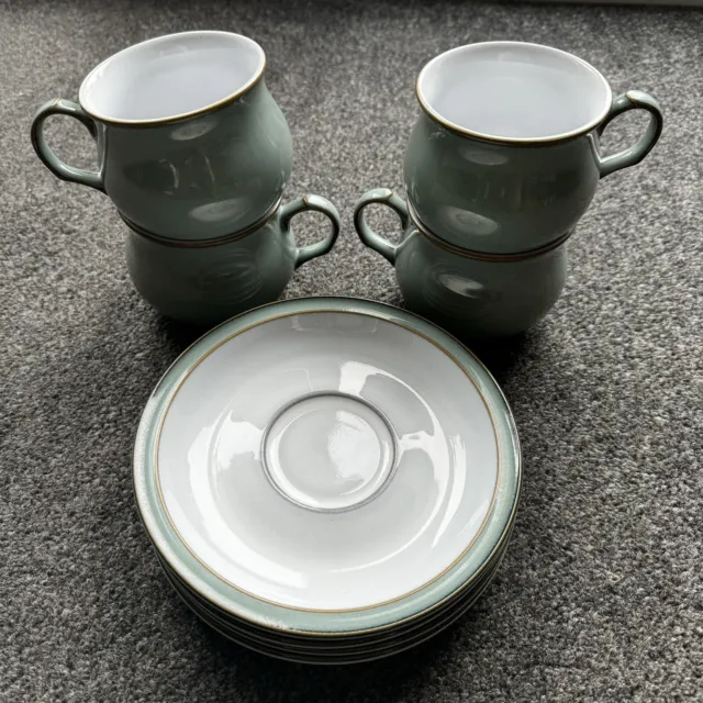 Denby Regency Green Cups and Saucers. Set of 4