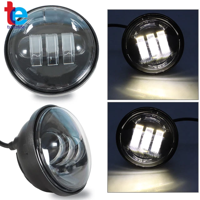 2x 4.5 Inch Black LED Spot Fog Passing Light Lamp For Touring Sportster Softail