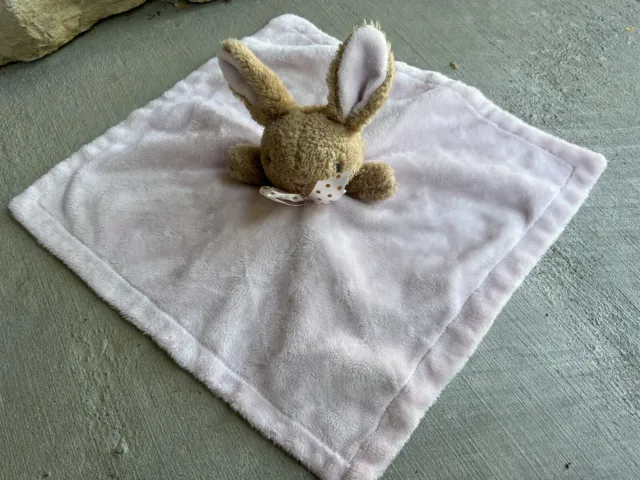 Pink Lovey Brown Tan Bunny Rabbit Velour Rattle Polka Dot Bow Security Blanket
