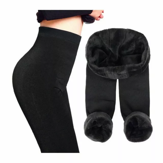 Leggings Donna Coprente Interno in Pelliccia Pantalone Invernale Termico Nero