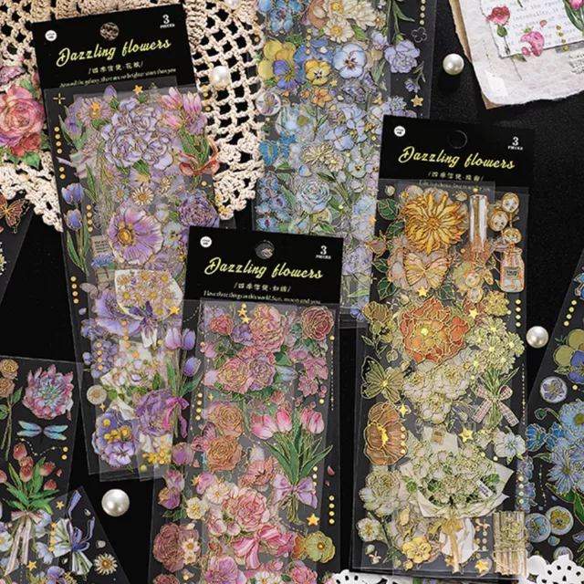 Main Compte Matériaux Fleur Autocollants Décoratif Journal Album Carte Déc *
