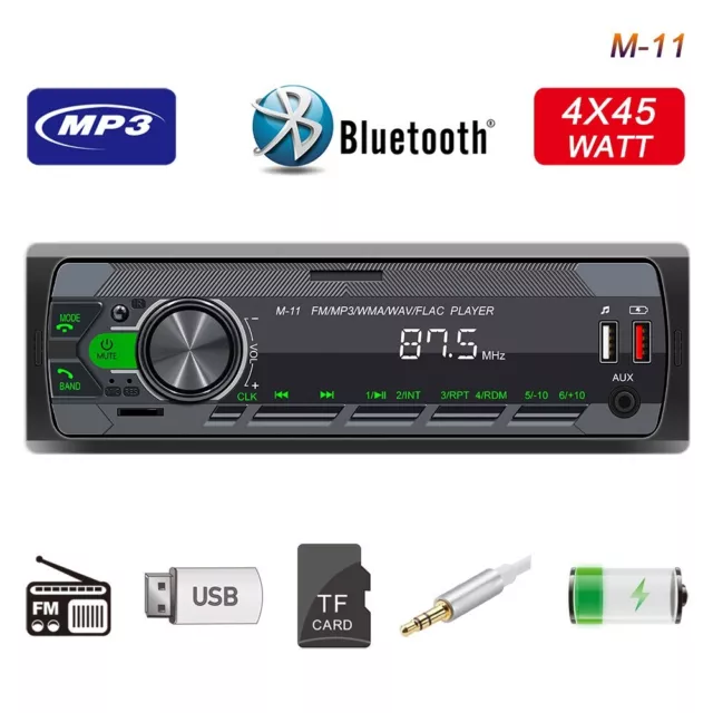 Single 1 Din Car Stereo Radio Bluetooth MP3 Player In-dash Head Unit FM/USB/AUX