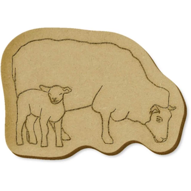 6 x 'Schaf und sein Lamm' MDF Handwerk Verzierungen (EB00028185)