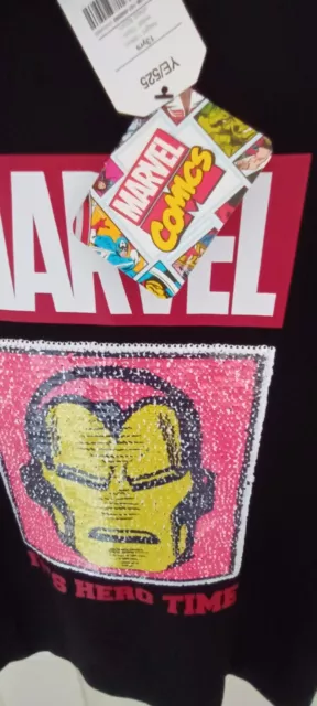 Felpa Next Marvel Flip Paillettes cambio viso Iron Man & Hulk 13 anni nuova con etichette
