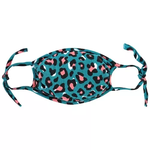 Reusable Adjustable Face Mask Cover Animal Teal Leopard Print T-shirt Cloth