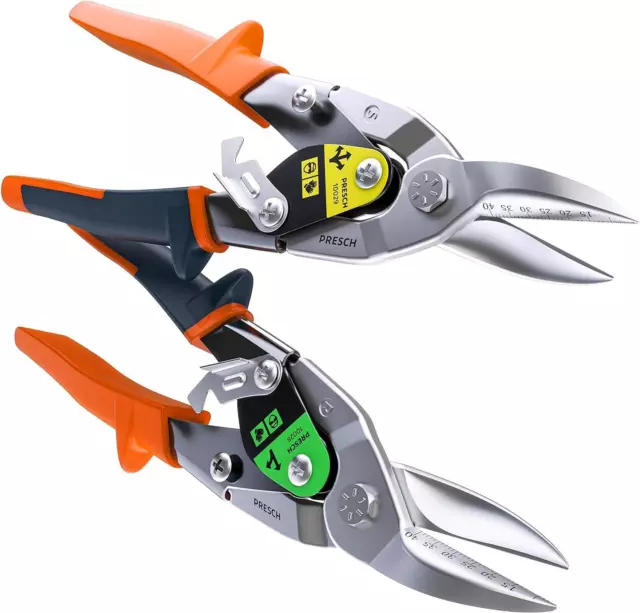 Tin Snips Set Straight and Right Cut - Heavy Duty Aviation Snips, Tin Cutter Set