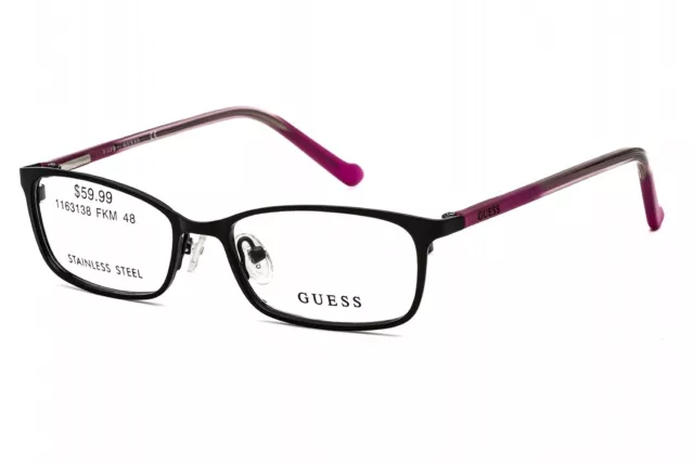 GUESS Womens GU 91553 005  Black Pink Rectangular Frame Eyeglasses 48mm