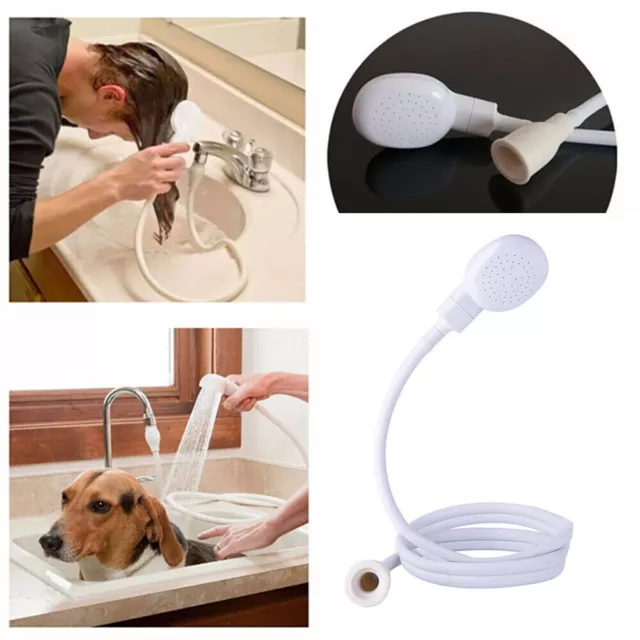 300cm Push On Single Tap Bath Sink Shower Head Hose Kit For Hairdresser / Pet US