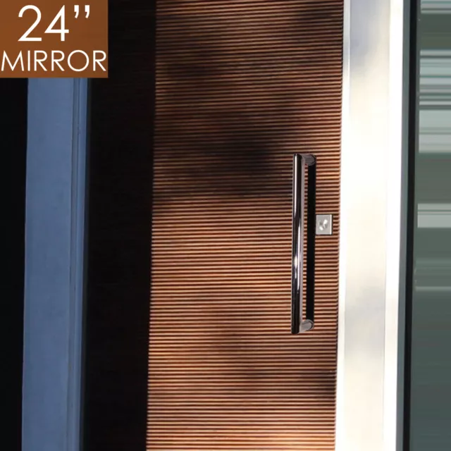 Pull Push 24" Handles for  Entrance Entry Front Door, Tubular Rectangle, Mirror