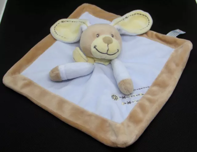 doudou plat lapin marron bleu écru croix nicotoy état neuf