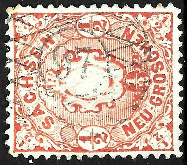 Sachsen Nummernstempel ~ N97 Olbernhau ~ MiNr. 15 ~ 1/2 Ngr.