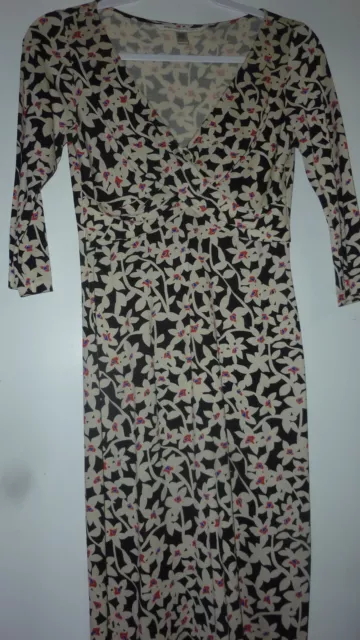 DVF Diane Von Furstenberg Black/Red/Beige Faux Wrap Silk Dress Size 2