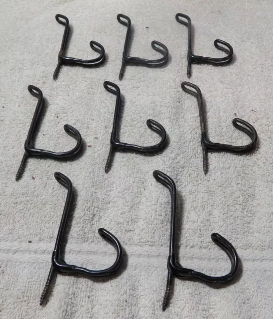 Vintage 8pc Metal Wire Twist Hook Hat Coat Screw In Hangers Hall Wall