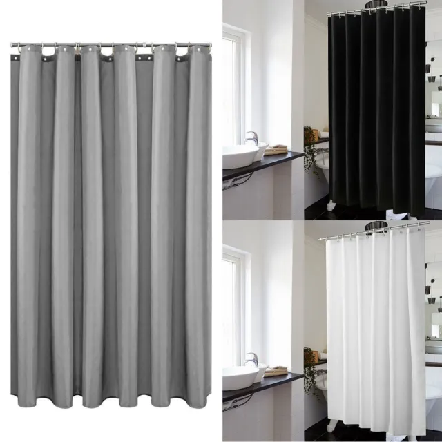 Extra Long Fabric Shower Curtain Waterproof With Hooks Weighted Hem 180 X 200Cm