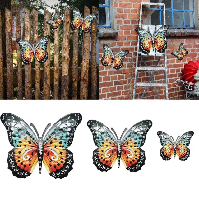 Unique Metal Butterfly Wall Sculpture in Blue and Color for Garden Decor