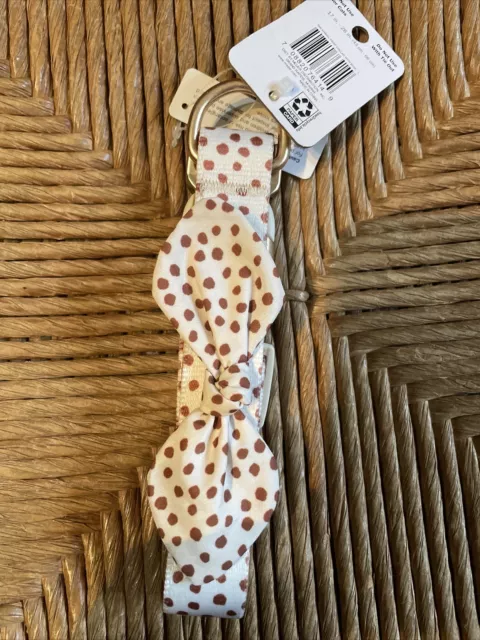 Cream & Cream Polka Dot Bow Tie Dog Collar large ! Male Or Female