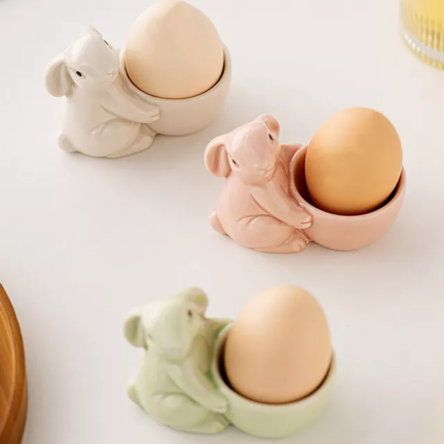 Egg Cup Ceramic Boiled Holders Cups Animal Figurine Hand Painted Easter Decor