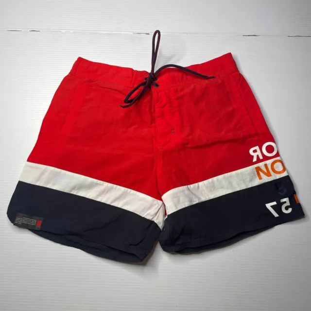 Helly Hansen Striped Casual Shorts Mens Size 30 Waist Red Beach Surf Summer Fit