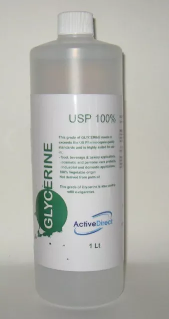 Glycerine USP 100% Pharmaceutical / Food Grade 1 litre 1L Vegetable Origin