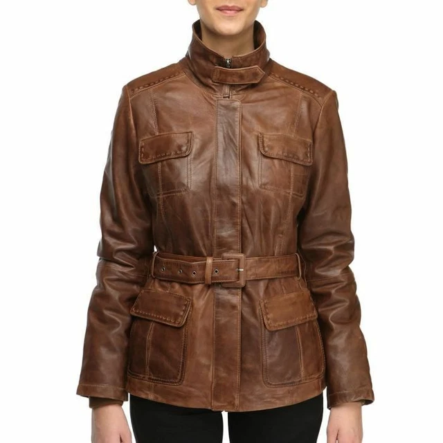 PROMOTION !!! VESTE Saharienne Mac Douglas Femme Neuf 100% Cuir D