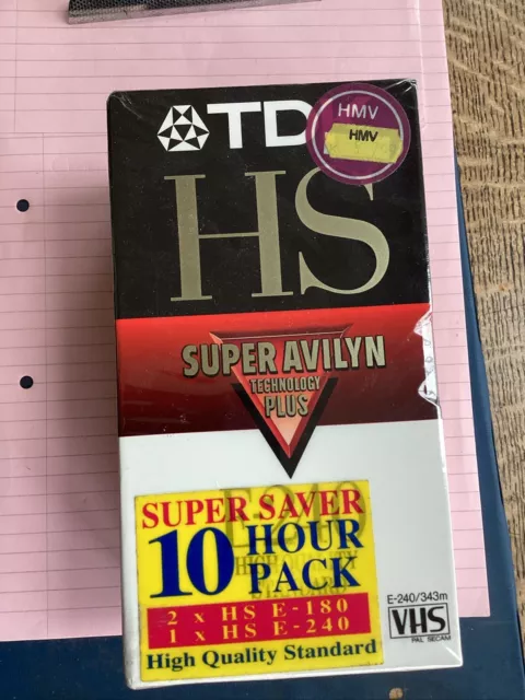 TDK HS SUPER AVILYN 1#E-240 & 2#E-180 Blank VHS Video Tapes - 3 Pack New Sealed