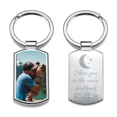 Personalised Keyring Engraved Fathers Day Gift Birthday Christmas Moon and Back 2