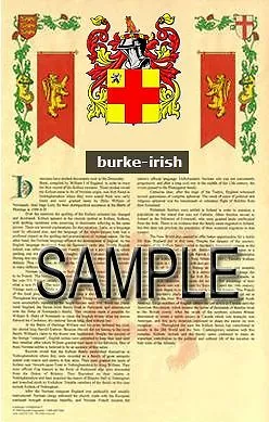 BURKE Armorial Name History - Coat of Arms - Family Crest GIFT! 11x17