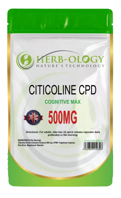 Vegetarian Citicoline CDP 500mg | 30 - 120 Capsule Recall Elemental Herb-ology